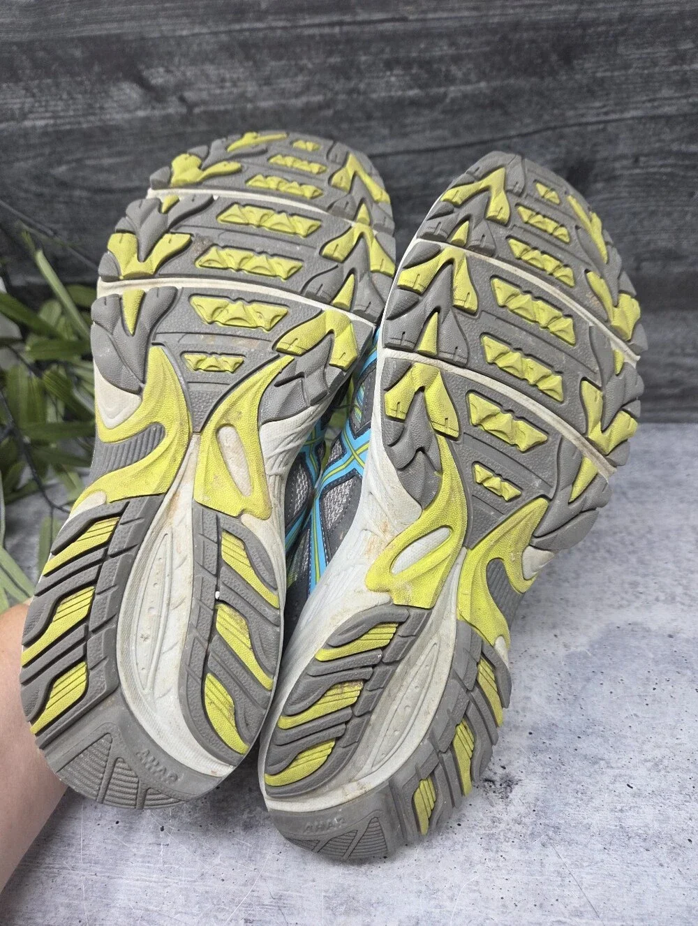 Asics Gel Venture 5 Gray Teal Yellow Sneakers Athletic Running Shoes Size 9.5